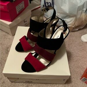 Anne Klein Black and Red Heeled Sandals
